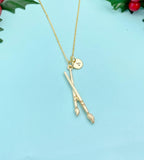 Gold Artist Paintbrush Charm Necklace, Paint Brush, AN4980