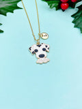 Gold Cute Dalmatian Dog Charm Necklace, N5906