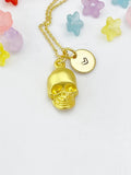 Gold Skull Necklace - Spooky Halloween Charm Jewelry
