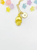 Gold Skull Necklace - Spooky Halloween Charm Jewelry