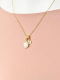 Gold Freshwater Pearl Necklace with Zirconia Bail and Initial Pendant, N6774