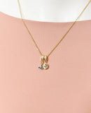 Gold Blue Sapphire Heart Necklace with Zirconia Bail and Initial Pendant, N6780