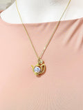 Teapot Porcelain Blue Flower Charm Necklace, N6069G