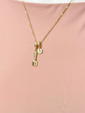 Gold Fork Necklace with Zirconia Bail and Initial Pendant, N6789