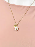 Gold Natural Cultured Freshwater Pearl Necklace with Initial Pendant, N6790