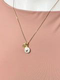 Gold Natural Cultured Freshwater Pearl Necklace with Initial Pendant, N6790