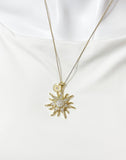 Gold Sunburst Necklace with Initial Pendant, N6791