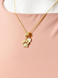 Gold Paw Necklace with Cubic Zirconia Bail and Initial Pendant, N6795