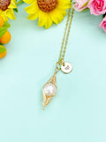 Gold Wire Wrap Teardrop Pearl Pendant Necklace – Dainty Gift Jewelry, N6799N