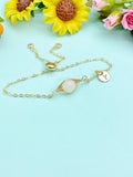 Gold Wire Wrap Natural Moonstone Charm Bracelet – Dainty Gift Jewelry, N6094