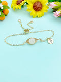 Gold Wire Wrap Natural Moonstone Charm Bracelet – Dainty Gift Jewelry, N6094