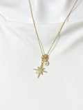 Gold Northstar Necklace with Cubic Zirconia Bail and Initial Pendant, N6798