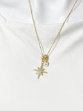 Gold Northstar Necklace with Cubic Zirconia Bail and Initial Pendant, N6798