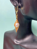 Gold Wrapped Pearl Earrings – Teardrop Dangle, Gift for Mom or Bride, N6799
