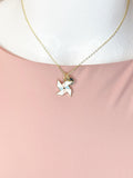 Gold Pinwheel Charm Necklace, Windmill Charm, N2197
