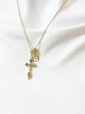 Gold Cross Necklace with Cubic Zirconia – Gift for Faith, Strength & Inspiration, N6801