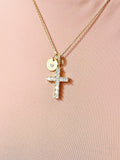Gold Cross Necklace with Cubic Zirconia Bail– Gift for Faith, Strength & Inspiration, N6802