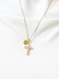 Gold Cross Necklace with Cubic Zirconia Bail– Gift for Faith, Strength & Inspiration, N6802