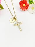 Gold Cross Cubic Zirconia Pendant Necklace – Faith Gift Jewelry, N6808