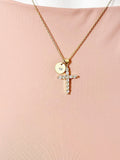 Gold Cross Cubic Zirconia Pendant Necklace – Faith Gift Jewelry, N6808