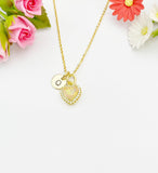 Gold Heart Synthetic Opal Charm Necklace – Dainty Gift for Her, N6813