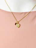 Gold Heart Synthetic Opal Charm Necklace – Dainty Gift for Her, N6813