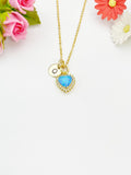 Gold Heart Synthetic Opal Charm Necklace – Dainty Gift for Her, N6811