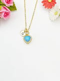 Gold Heart Synthetic Opal Charm Necklace – Dainty Gift for Her, N6811