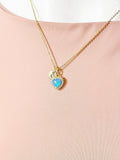 Gold Heart Synthetic Opal Charm Necklace – Dainty Gift for Her, N6811