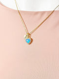 Gold Heart Synthetic Opal Charm Necklace – Dainty Gift for Her, N6811