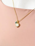 Gold Heart Synthetic Opal Charm Necklace – Dainty Gift for Her, N6814