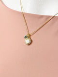 Gold Heart Synthetic Opal Charm Necklace – Dainty Gift for Her, N6814