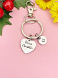Bonus Daughter Silver Heart Keychain – Sweet Gift for Her from Family, D621