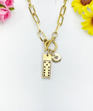 Domino Gold Stainless Steel Toggle Paperclip Chain Necklace – Modern Lucky Charm Jewelry, N622