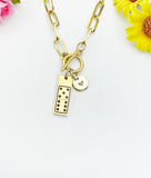Domino Gold Stainless Steel Toggle Paperclip Chain Necklace – Modern Lucky Charm Jewelry, N622