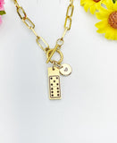Domino Gold Stainless Steel Toggle Paperclip Chain Necklace – Modern Lucky Charm Jewelry, N622