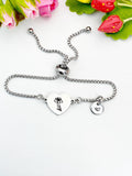 Daffodil Flower Heart Charm Silver or Gold Bracelet – Dainty Floral Gift Jewelry, N626