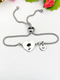 Chrysanthemum Flower Heart Charm Silver or Gold Bracelet – Dainty Floral Gift Jewelry, N627