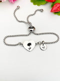 Chrysanthemum Flower Heart Charm Silver or Gold Bracelet – Dainty Floral Gift Jewelry, N627