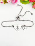 Larkspur Flower Heart Charm Silver or Gold Bracelet – Dainty Floral Gift Jewelry, N628