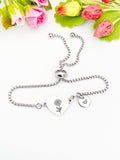 Marigold Flower Heart Charm Silver or Gold Bracelet – Dainty Floral Gift Jewelry, D629