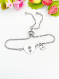 Marigold Flower Heart Charm Silver or Gold Bracelet – Dainty Floral Gift Jewelry, D629