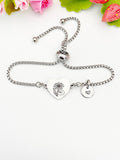 Lotus Flower Heart Charm Silver or Gold Bracelet – Dainty Floral Gift Jewelry, N630