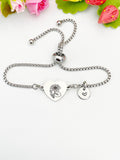 Lotus Flower Heart Charm Silver or Gold Bracelet – Dainty Floral Gift Jewelry, N630