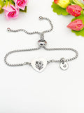 Oleander Flower Heart Charm Silver or Gold Bracelet – Dainty Floral Gift Jewelry, D631