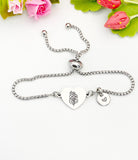 Hawthorn Flower Heart Charm Silver or Gold Bracelet – Dainty Floral Gift Jewelry, N632
