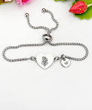 Hawthorn Flower Heart Charm Silver or Gold Bracelet – Dainty Floral Gift Jewelry, N632