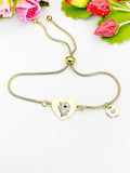 Poppy Flower Heart Charm Silver or Gold Bracelet – Dainty Floral Gift Jewelry, N633