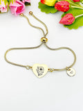 Poppy Flower Heart Charm Silver or Gold Bracelet – Dainty Floral Gift Jewelry, N633