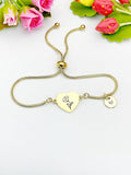 Sweet Pea Flower Heart Charm Silver or Gold Bracelet – Dainty Floral Gift Jewelry, N634